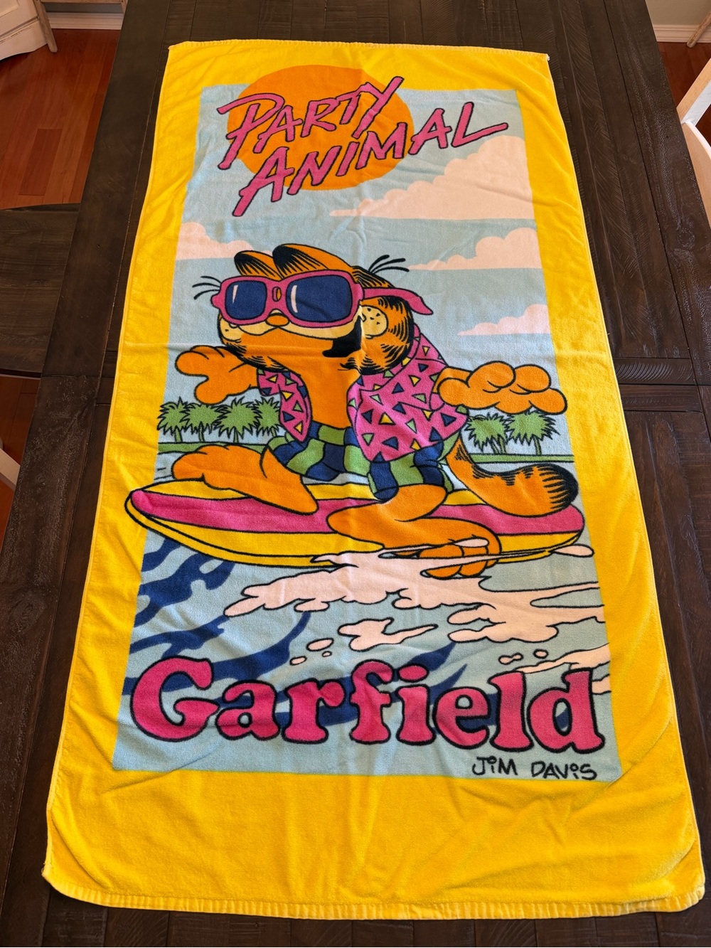 Vintage 1978 Franco Garfield Party Animal Pool Beach Towel 58x30